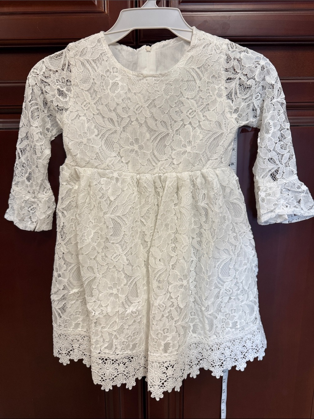 Girls' White Lace Party Dress - Classic Elegant Style Picnic Brunch Sun Casual